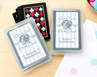 Personalized 10 Pieces Last Toast On The Coast Playing Cards Favors, DESIGN-MG69 Bach Party Playing Cards with Stickers Favors