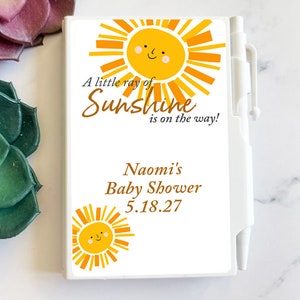 Personalized 12 Pcs A Little Ray of Sunshine is on the Way Notebook Favors, Ray of Sunshine Baby Shower Favors Notebook w/ Stickers, Favors