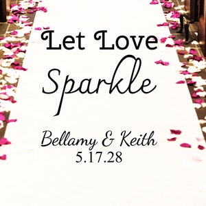 Let Love Sparkle Personalized Wedding Aisle Runner - Plain White 33g Non-Woven Aisle Runner - Sheer Aisle Runner