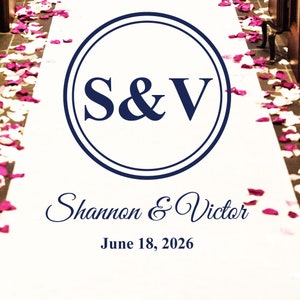 Wedding Personalized Monogram circle Wedding Aisle Runner - Plain White 33g Non-Woven Aisle Runner - Sheer Aisle Runner
