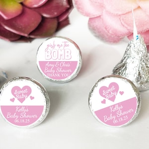 Personalized 108 Pieces  Baby Shower Girl Kisses Stickers DESIGN-MG32 Baby Girl Favors - Stickers Only