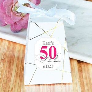 Personalized 12 Pieces Birthday Age and Fabulous Favor Box with Gold Foil Accent, Birthday Container Favor Boxes (MG834)