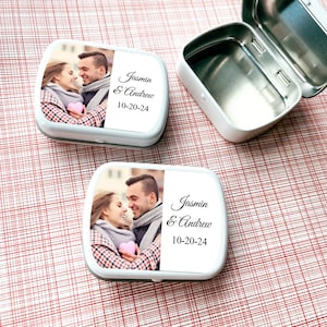 Personalized 12 Pieces Personalized Photo Wedding Mint Tins, Bachelorette Party, Wedding Favors Mint Tin Container Favors : Empty