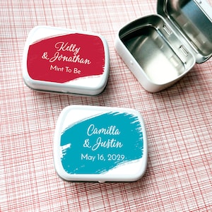 Personalized 12 Pcs Painted Design White Mint Tin Containers with Labels Favors, Birthday Bridal Shower Wedding Empty Mint Tin Favors