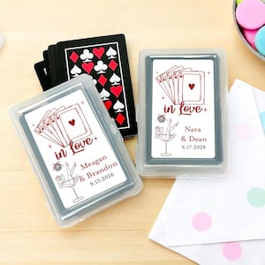 Personalized 10 Pieces Lucky in Love Vegas Playing Cards Favors, Vegas Playing Cards w/ Stickers, Vegas Playing Cards Favors (MG819)