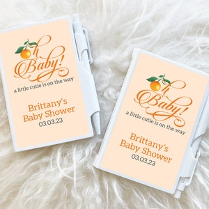 Personalized 12 Pcs Oh Baby Orange Cutie on the Way Notebook Favors, Bridal Shower Favors Notebook w/ Stickers, Baby Shower Favors (MG821)