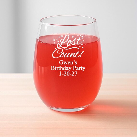 Personalized 12 Pieces Lost Count Personalized Printed Stemless Wine Glass  Design-mg8b Birthday 9oz Stemless Glass Favors - Etsy