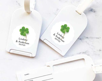 Personalized 12 Pieces Irish Shamrock Luggage Tag Favors, Irish ShamrockTravel Party Favors With Labels (MG839)