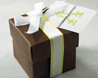 Set of 10 + Brown Chocolate Linen Favor Boxes - Empty Just Boxes - No Decoration
