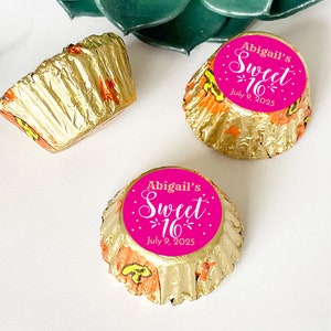 Personalized 108 Pieces Sweet 16 Reese Stickers Only, Sweet Sixteen Party Favors, Favors, Stickers ONLY ( MG828 )