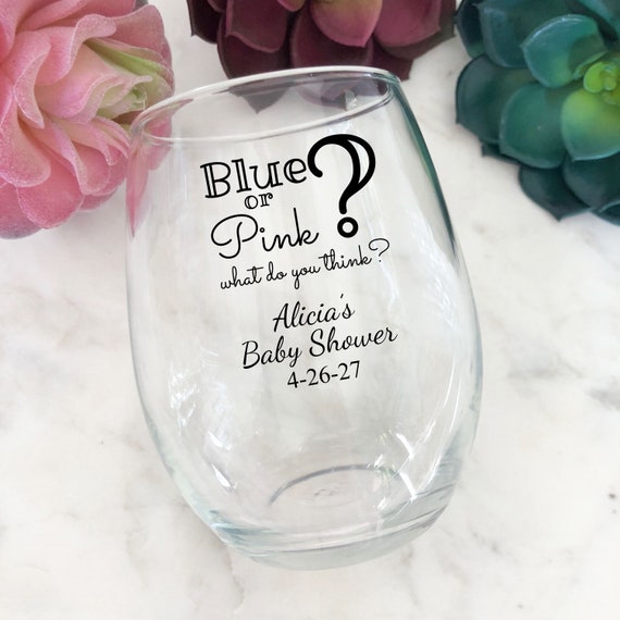 Custom Baby Shower Large Stemless Wine Glasses 8 Designs to Pick From  Personalized Wine Glass Custom Baby Shower Favor Gender Reveal 