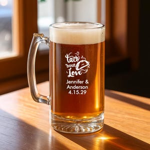 Personalized 12 pieces Printed Beer Mug Glass Favors, Taco Bout Love DESIGN-MG5T Wedding Favors