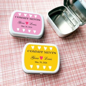 Personalized 8 Pcs Commit Mints Wedding White Mint Tin Containers with Labels Favors, Wedding Empty Mint Tin Favors
