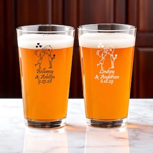 Personalized 24 pieces Printed Beer Pint Glass Favors, Bride and Groom Wedding Favors Ideas DESIGN-MG14 - Engagement Party Favors