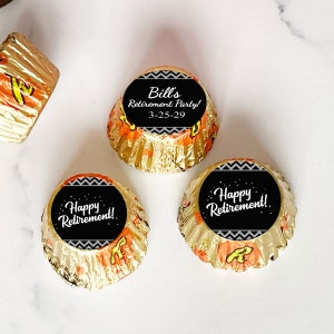 Personalized 108 Pcs Retirement Party Labels for Reese Mini Cups Favors, Retirement Label Favors MG213-E Labels For Reese Butter Favors