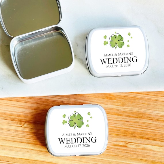 Personalized 12 Pcs Irish Clover Mint Tins, White Mint Tin Containers with  Labels Favors, Wedding Empty Mint Tin Favors