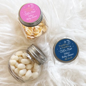 Personalized 12 Pieces Mini Glass Favor Jar Twinkle Twinkle Little Star Baby Shower Favors, Baby Candy Favor Jars, MG22