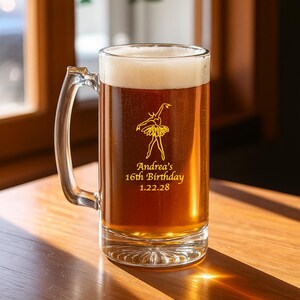 Personalized 12 pieces Printed Beer Mug Glass Favors, Ballerina DESIGN-MG5B Baby Shower Favors