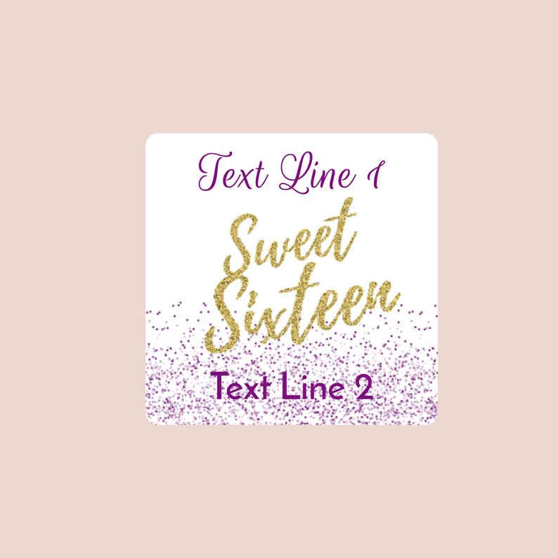 Printed 24 Pieces Personalized Label Stickers Sweet Sixteen Party ...