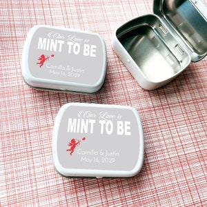 Personalized 8 Pcs Our Love is Mint to Be  Wedding White Mint Tin Containers with Labels Favors, Wedding Empty Mint Tin Favors