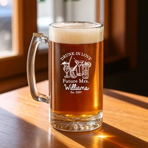 Personalized 12 pieces Printed Beer Mug Glass Favors, Drunk In Love DESIGN-MG67 Bach Party Favors