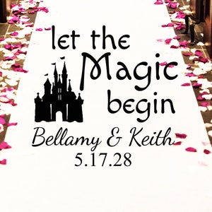 Let The Magic Begin Personalized Wedding Aisle Runner - Plain White 33g Non-Woven Aisle Runner - Sheer Aisle Runner