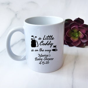 Personalized 24 pieces A Little Caddy Is On The way Baby Shower Printed Ceramic White Coffee Mug Favor Ideas DESIGN-MG7S Baby Favors