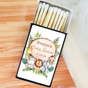 Personalized 50 Pieces Safari Baby Animals Match Favors DESIGN-MG39 Safari Design Match w/ Stickers Baby Shower Favors Baby Favors