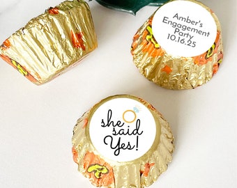 Personalized 108 Pcs She Said Yes Party Labels for Reese Mini Cups Favors, Bridal Label Favors MG44-E Favor Labels For Reese Butter Favors