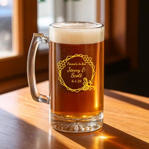Personalized 12 pieces Printed Beer Mug Glass Favors, Parent&#39;s to Bee DESIGN-MG58 Baby Shower Favors