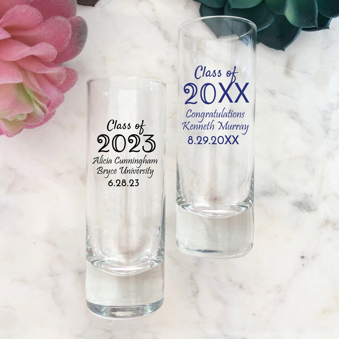 Personalized 24 Pieces Printed Shooters Glass Favors Class of 2021