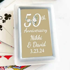 Personalized 10 Pieces Golden 50th Wedding Anniversary Playing Cards Stickers Favors, Golden 50th Anniversary Playing Cards Favors (MG833)