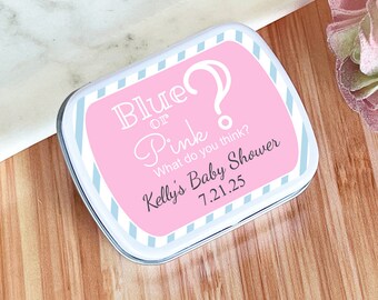 Personalized 8 Pieces Gender Reveal Boy or Girl Mint Tins, Baby Shower  Mint Tin Container Favors : Empty (MG34)