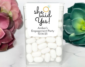 Personalized 12 Pcs  She Said Yes Tic Tac with Labels Favors, Engagement Party Tic Tac Candy Favors MG44-G Assembled Tic Tac Shower Favors