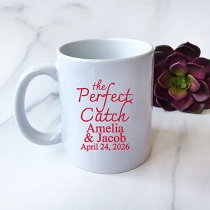 Personalized 24 pieces The Perfect Catch Printed Ceramic Coffee Mug Favors White Wedding Coffee Mugs Favors Ideas DESIGN-MG7A Coffee Favors