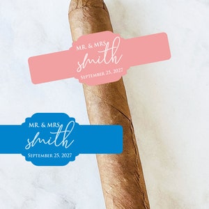Wedding Cigar Label Bands, Personalized 15 Pieces Mr and Mrs Labels for Cigars Bands Cigar Label Stickers Favors MG57-G