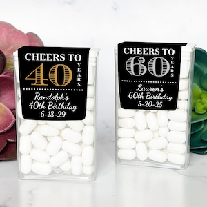 Personalized 12 Pieces Cheers To Birthday Tic Tac Favors with Candies , Birthday Favors Tic Tac Favors  (MG835)