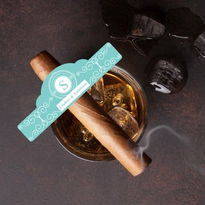 Personalized 15 Pieces Wedding Monogram Cigar Label Bands, Wedding Labels for Cigars Bands Favors DESIGN-MG128