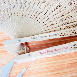 Personalized 40 Pieces  Sandalwood Fan Favors with Clear Stickers (MG128)
