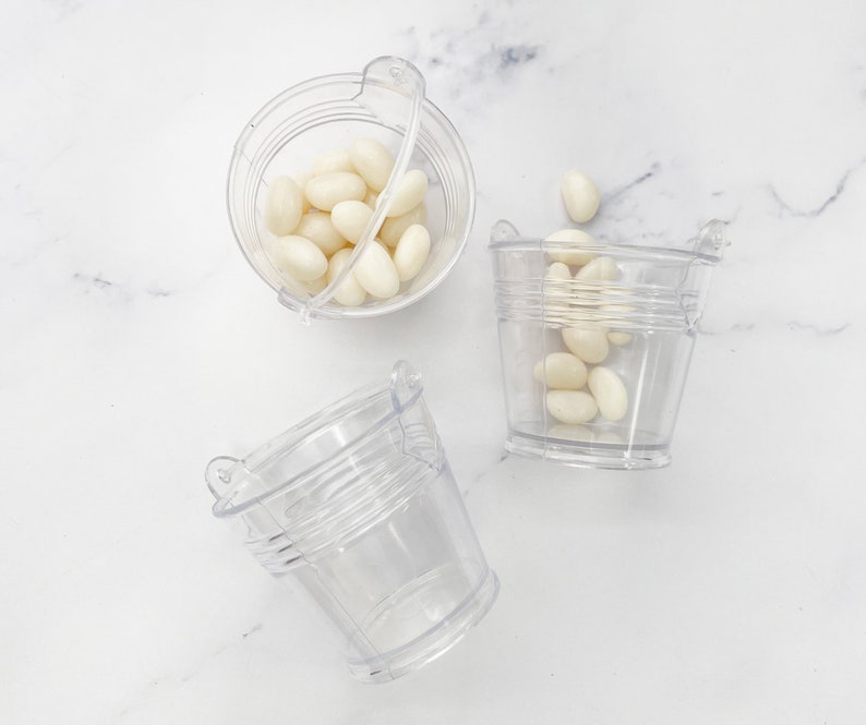 Wedding Favors Beach Favors Set of 12 Mini Clear Beach Pail Plastic Favors Quince Favors Sweet 16 Favors