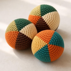 Retro 90s Hacky Sack Set of 3, Crochet Footbags, Beginner Footbag Gift