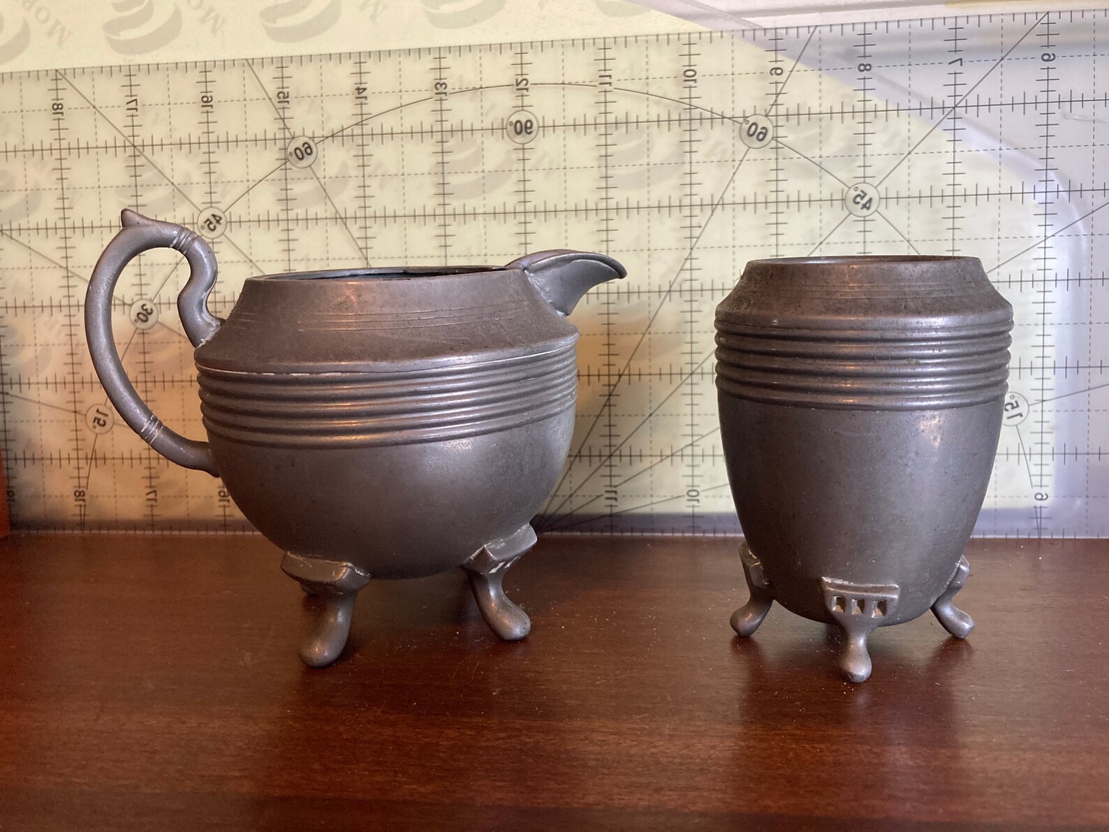 Antique Pewter Creamer and Sugar Bowl Style of Christopher Etsy
