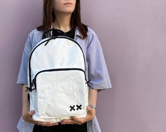 Mochila Tyvek blanca, mochila minimalista impermeable para portátil de 13 pulgadas, bolsa de viaje.