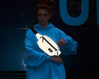 Riñonera reflectante, bolso para festivales, riñonera multiusos, riñonera luminosa, bolso bandolera de alta visibilidad para bicicleta