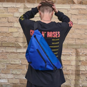 Blue Sling Bag, Sling Backpack, Crossbody Bag, Shoulder Backpack, Travel Bag, Chest Pack, Messenger Bag