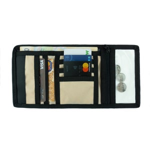 Cartera beige vegana para mujer, cartera para tarjeta de crédito, tarjetero, cartera para hombre imagen 7