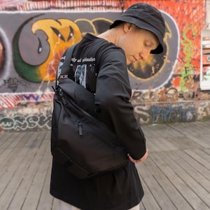 Black Sling Bag, Crossbody Bag, Shoulder Backpack, Cycling Bag, Messenger Bag