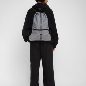 Multipurpose Drawstring Backpack With Pocket for Laptop, Multi-Use Backpack, Vegan Sack, Sport Tote, Gym Bag Reflective