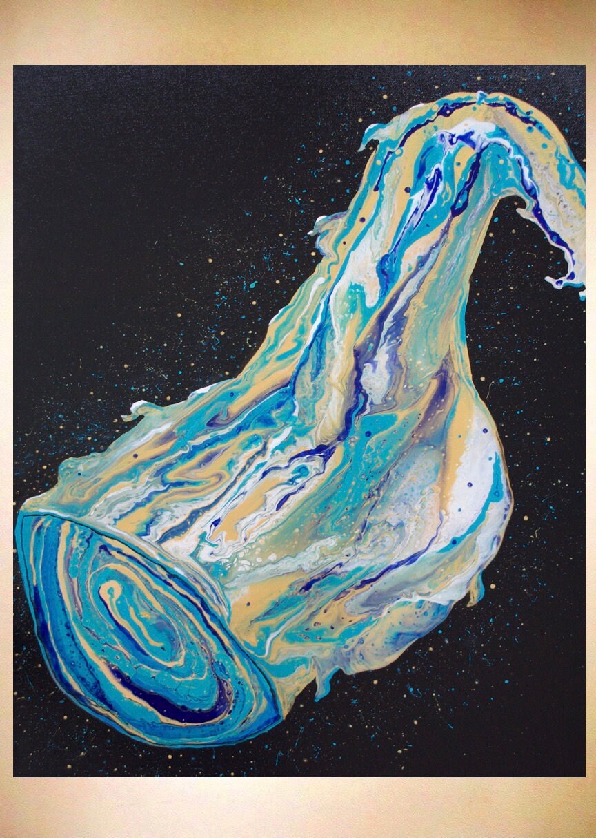 Large Acrylic Pour Painting, Pour Painting on Canvas Original, 24x30