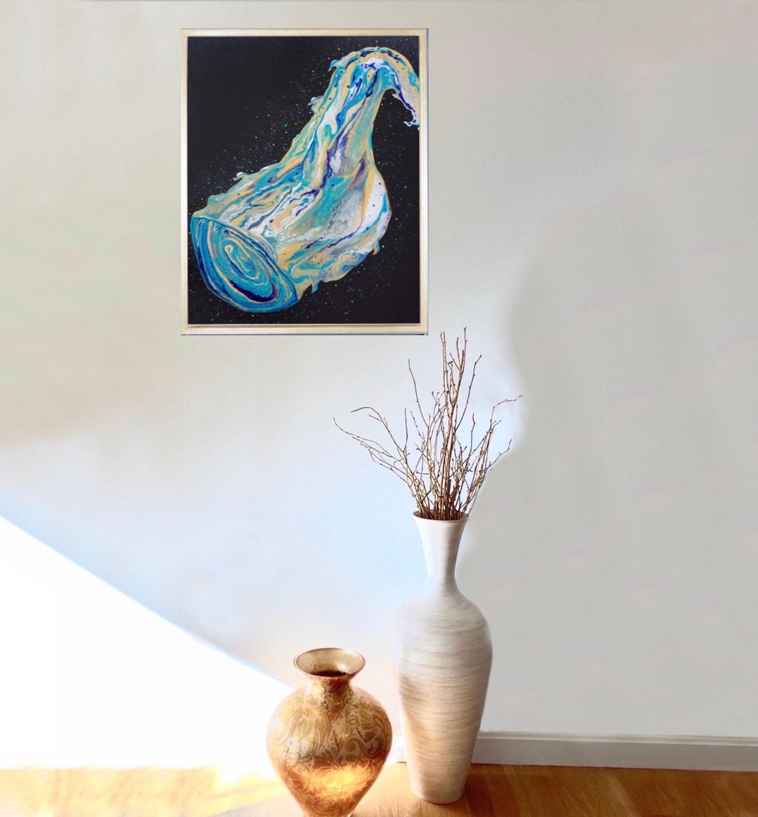 Large Acrylic Pour Painting, Pour Painting on Canvas Original, 24x30